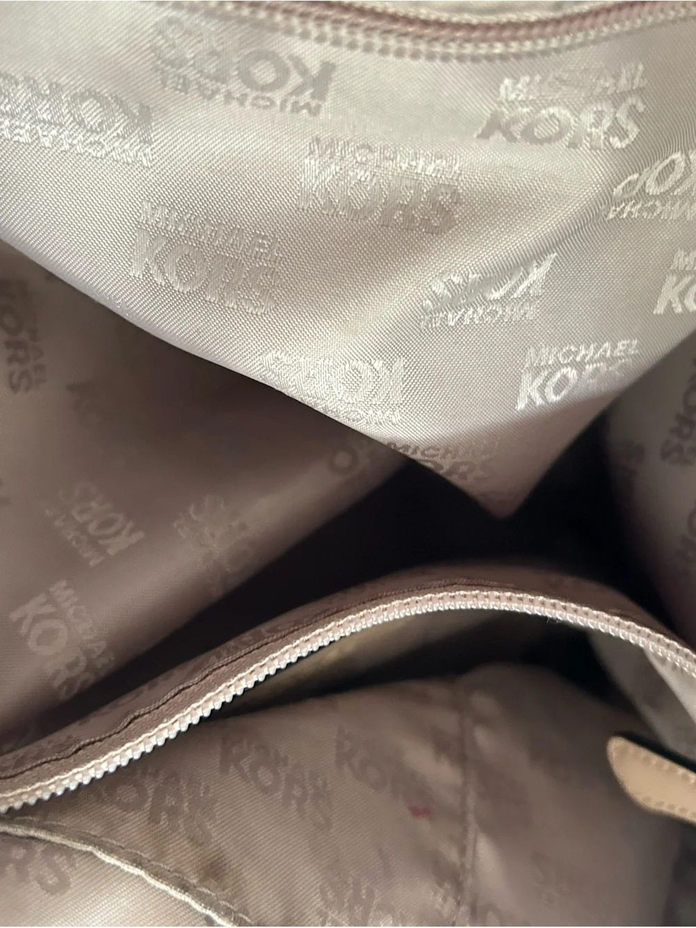 Michael Kors Taupe Leather Tote with Cream Straps